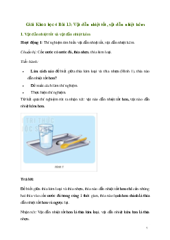 Giải Khoa học lớp 4 Bài 13: Vật dẫn nhiệt tốt, vật dẫn nhiệt kém | Kết nối tri thức