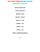 450 Câu Trắc Nghiệm Thực Vật Dược - Đáp Án Chi Tiết Theo Chương