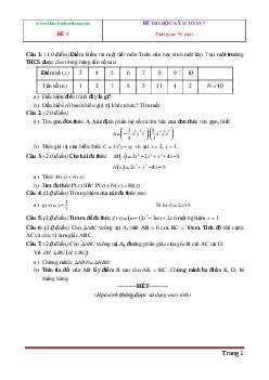 TOP 15 đề thi toán lớp 7 học kì II (có đáp án)