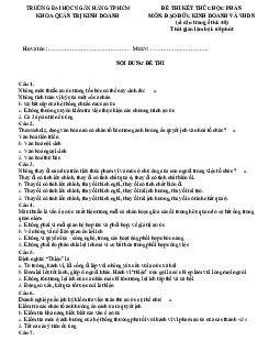 Mẫu đề thi kết thúc môn học môn Đạo đức kinh doanh và văn hóa doanh nghiệp gồm 50 câu trắc nghiệm