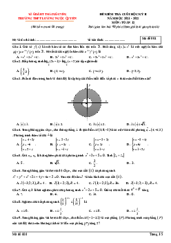 Đề cuối học kỳ 2 Toán 12 năm 2021 – 2022 trường Lương Ngọc Quyến – Thái Nguyên
