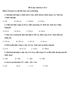 Đề ôn tập ở nhà môn Toán lớp 3 ngày 25/03/2021 (có đáp án)