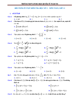 Đề cương HK2 Toán 12 năm 2020 – 2021 trường Lương Ngọc Quyến – Thái Nguyên
