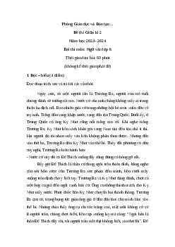 Đề thi giữa học kì 2 môn Ngữ văn 6 năm 2023 - 2024 sách Kết nối tri thức với cuộc sống | Đề 10