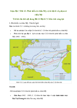 Giải Địa lí 7 Bài 13: Phát kiến ra châu Mỹ, vị trí địa lí và phạm vi châu Mỹ | Chân trời sáng tạo