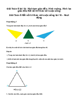 Giải Toán 6 Bài 18: Hình tam giác đều. Hình vuông. Hình lục giác đều | Kết nối tri thức
