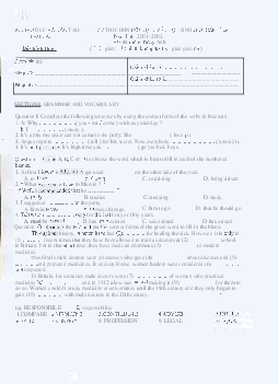 Đề thi chọn đội tuyển dự thi HSG Quốc gia lớp 12 THPT năm học 2001-2002 môn Tiếng Anh - Sở GD&ĐT Lào Cai