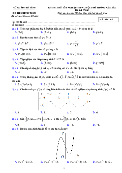 Đề thi thử THPT Quốc gia năm 2023 môn Toán Sở GD&ĐT Hà Tĩnh (có lời giải)