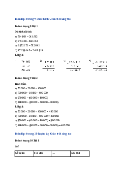 Toán lớp 4 trang 9, 10 Bài 41: Phép trừ các số tự nhiên Chân trời sáng tạo