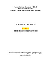 Giáo trình học phần Business Communication | Trường Đại học Quốc tế, Đại học Quốc gia Thành phố Hồ Chí Minh