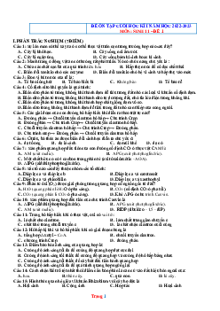 TOP 3 đề ôn tập cuối kỳ I năm học 2022-2023 môn sinh 11 (có lời giải)