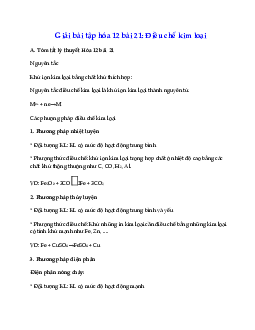 Giải Hóa 12 Bài 21: Điều chế kim loại