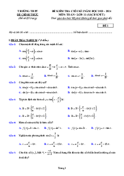 Top 05 đề tham khảo kiểm tra cuối học kì 1 Toán 11 KNTTVCS