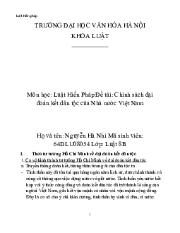 Chính sách đại đoàn kết dân tộc của nhà nước Việt Nam môn Luật hiến pháp | Đại học Văn hóa Hà Nội