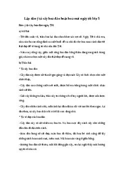Lập dàn ý Tả cây hoa đào hoặc hoa mai ngày Tết | Tập làm văn 4