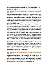 Hậu quả của việc gây mất cân bằng hệ sinh thái của con người