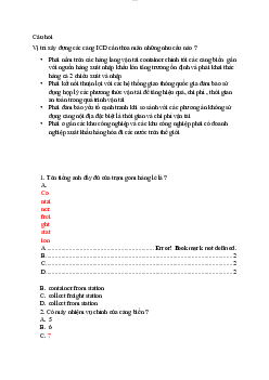 Câu hỏi thuyết trình - Câu hỏi ôn tập địa lý vận tải thủy | Trường Đại học Giao thông Vận Tải