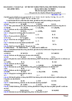 Đề thi tốt nghiệp THPT 2020 môn Hóa đợt 2 (có đáp án)