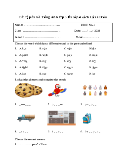 Bài tập ôn hè Tiếng Anh lớp 3 lên lớp 4