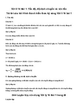 Giải Vật lí 10 Bài 1: Tốc độ, độ dịch chuyển và vận tốc | Cánh diều