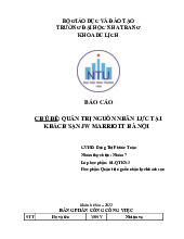 Quản trị nguồn nhân lực tại khách sạn JW Marriott Hà Nội môn Quản trị nguồn nhân lực | Trường Đại Học Nha Trang