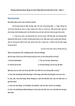 Phiếu bài tập cuối tuần lớp 3 môn Tiếng Việt Tuần 5 (nâng cao) |  Kết nối tri thức
