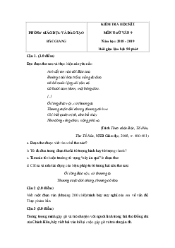 Đề thi học kì 1 lớp 9 môn Ngữ văn Phòng GD&ĐT Bắc Giang năm học 2018 - 2019