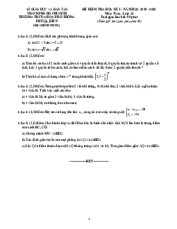 Đề thi học kì 1 Toán 11 năm 2019 – 2020 trường THPT Phước Kiển – TP HCM