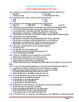 Bài tập trắc nghiệm địa lí 9 bài 6: Sự phát triển nền kinh tế Việt Nam (có đáp án)
