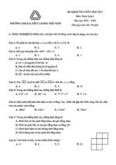 Đề giữa học kì 1 Toán 6 năm 2025 – 2026 trường Lương Thế Vinh – Hà Nội