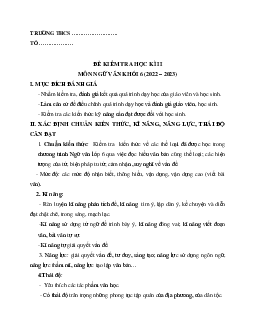 Đề thi học kì 2 môn Ngữ văn 6 năm 2022 - 2023 sách Kết nối tri thức với cuộc sống | Đề 7