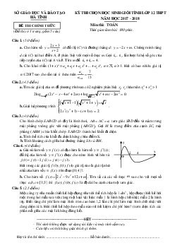 Đề thi chọn HSG tỉnh Toán 12 THPT năm 2017 – 2018 sở GD và ĐT Hà Tĩnh