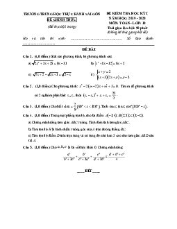 Đề thi học kì 1 Toán 10 năm 2019 – 2020 trường TH Thực hành Sài Gòn – TP HCM