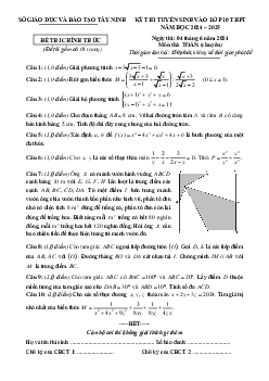 Đề tuyển sinh lớp 10 môn Toán (chuyên) năm 2024 – 2025 sở GD&ĐT Tây Ninh