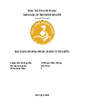 Bài tập lớn môn Hành vi tổ chức | Học viện Ngân hàng