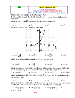 Đề kiểm tra học kỳ 2 Toán 11 sách Chân trời sáng tạo - Đề 3 (có đáp án)