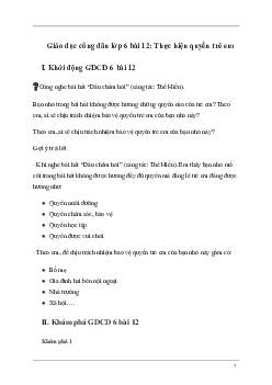 Giải GDCD 6 Bài 12: Thực hiện quyền trẻ em | Kết nối tri thức