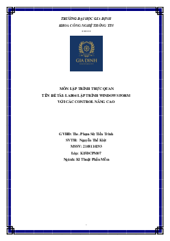 LAB04  lập trình Windows Form với các Control nâng cao - Tiểu luận môn Lập trình trực quan | Đại học Gia Định