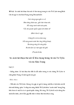 So sánh hai đoạn thơ nói về tâm trạng tương tư của Tú Uyên và của Kim Trọng | Văn mẫu 11 Chân trời sáng tạo