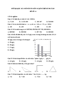 Đề thi cuối học kì 1 lớp 4 môn Toán Chân trời sáng tạo - Đề số 14