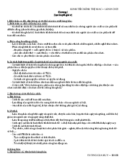 Đề cương tóm tắt Kinh tế Chính trị Mác-Lênin | Đại học Kinh tế Quốc dân