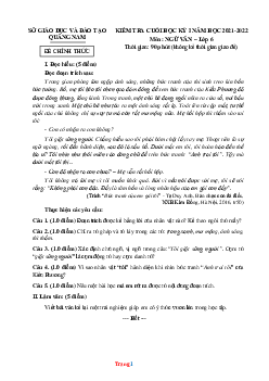 Đề thi HK1 Ngữ Văn 6 Quảng Nam 2021-2022