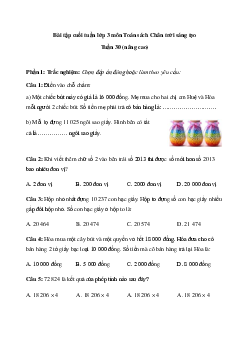 Phiếu bài tập cuối tuần Toán lớp 3 Chân trời - Tuần 30 (nâng cao)