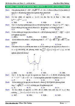 Top 32 bài toán phương trình và bất phương trình mũ – logarit chứa tham số