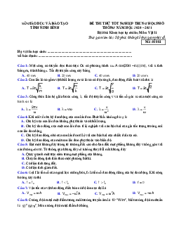 Đề thi thử THPT Quốc gia năm 2020-2021 môn Vật Lí lần 1 Sở GD&ĐT Ninh Bình (có đáp án)