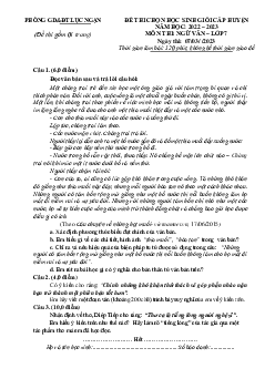 Đề thi chọn HSG Ngữ văn 7 huyện Lục Ngạn 2022-2023 (có đáp án )