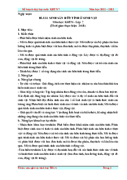 Giáo án Khoa học tự nhiên 7 Sinh học Bài 33: Sinh sản hữu tính ở sinh vật | Cánh diều