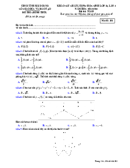 Đề KSCL học sinh Toán 12 lần 2 năm 2023 – 2024 sở GD&ĐT Hải Dương