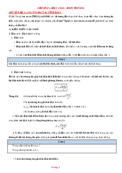 Chuyên đề lực tương tác tĩnh điện Vật lí 11 (có đáp án và lời giải)