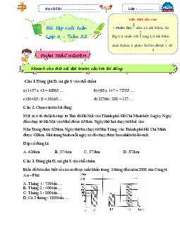 Giải Bài tập cuối tuần lớp 4 môn Toán Chân trời sáng tạo - Tuần 32